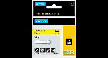 DYMO Rhino industriële Vinyl Labels | 19 mm x 5,5 m | zwarte afdruk op geel | zelfklevende labels voor Rhino & LabelManager labelprinters