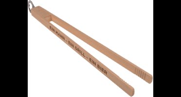 Houten BBQ tang met bieropener - BBQ gadget - Wooden bbq tongs with bottle opener