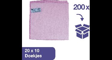 ABENA Grote Microvezeldoekjes 200 Stuks - 40x40 cm - Grootverpakking - Zachte Schoonmaakdoekjes voor het Hygiënisch Verwijderen van Zichtbaar en Onzichtbaar Vuil - Herbruikbaar & Duurzame Keuze - Rood