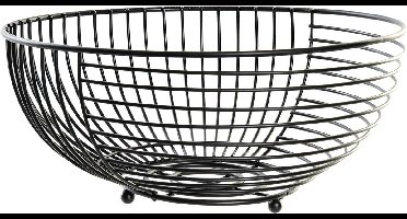 ITEM Fruitmand - metalen draadmand - zwart - rond - 28x12 cm - fruitschaal