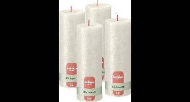 Bolsius - Rustieke kaars Shimmer - 4 Stuks - Metallic - Ivoor - 19cm