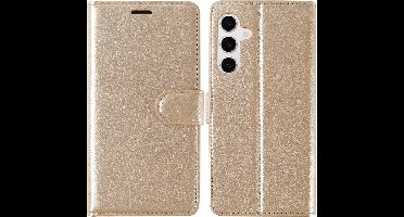 Hoesje Geschikt Voor Samsung Galaxy A16 Hoesje met Pasjeshouder – bookcase Portemonnee – Goud