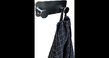 Handdoekhaak chroom met 3 M bevestiging- 2 knoppen Handdoek hanger- Haaks zonder boren| Badkamer| Keuken