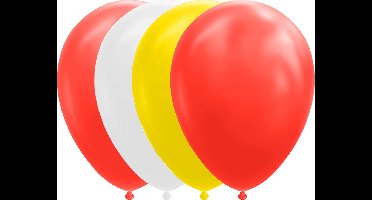 10 Ballonnen 12" Rood / Geel / Wit - Versiering Feestdecoratie Decoratie Verjaardag Jubileum Thema Feest Ballon