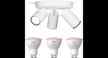Philips Hue Idris Opbouwspot voor Badkamer (Wit) - Badkamerlamp - Wit en Gekleurd Licht - Plafondspot met 3 Lichtpunten - GU10 - Hue White and Color Ambiance