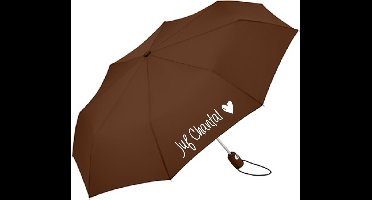 Paraplu juf met eigen naam-Gepersonaliseerd cadeau voor Juffendag-Coconut Brown