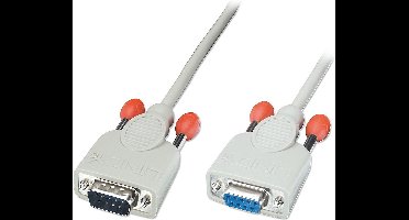 LINDY Serieel Verlengkabel [1x D-sub stekker 9-polig - 1x D-sub bus 9-polig] 3.00 m Grijs