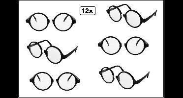 12x Nerd bril zwart blank glas - Studie geslaagd thema feest optocht party festival themafeest H.P