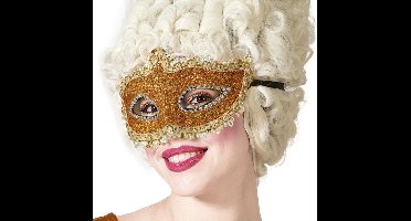 Atosa Verkleed gezichtsmasker Venetiaans - goud glitters - volwassenen - Carnaval/gemaskerd bal - oogmaskers