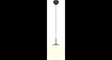 Ovale hanglamp Fomento Ø 30cm - zwart met wit glas - 363100132