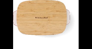 KitchenAid Ovenschaal incl bamboe deksel - Large: 3,8L - magnetron- en ovenbestendig tot 260°C zonder deksel - Keizer rood