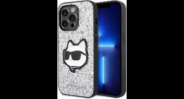 Karl Lagerfeld hoesje voor iPhone 14 Pro 6,1" KLHCP14LG2CPS zilveren hardcase Glitter Choupette Patch