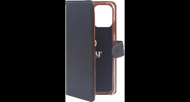Celly Wally Bookcase hoesje - Geschikt voor Apple iPhone 12 Pro Max - Kunstleer - Pasjeshouder - Zwart