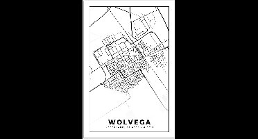 Poster 20x30 cm - Kaart - Wolvega - Zwart - Wit - Posters - Kamer decoratie - Wanddecoratie woonkamer - Muurdecoratie slaapkamer