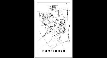 Poster 20x30 cm - Kaart - Emmeloord - Zwart - Wit - Posters - Kamer decoratie - Wanddecoratie woonkamer - Muurdecoratie slaapkamer