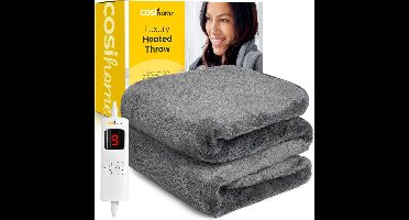 Cosi Home – Luxe Elektrische Deken van Kunstbont – 180 x 130 cm Warmtedeken met 9 Warmtestanden, 9-Uurs Timer en Oververhittingsbeveiliging – Machinewasbaar – Grijs