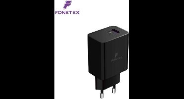 FoneTex 20W PD Adapter USB C - Snellader - 2 Poorten - Dubbele USB-C + USB-A Poort - Snellader - Power Adapter - Universeel - Zwart
