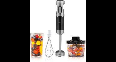 alpina Staafmixer Set HB6700F-N - Staafmixer met Hakmolen - Handmixer Elektrisch - Garde - Klopper - 1000W - Incl. 700ML Maatbeker - Mixer 4-in-1 - BPA-Vrij - RVS