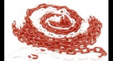 Perel Afzetketting, voor het afbakenen van gevarenzones en beperken van toegang, binnen- en buitengebruik, kunststof, rood/wit, 10 m, 6 mm