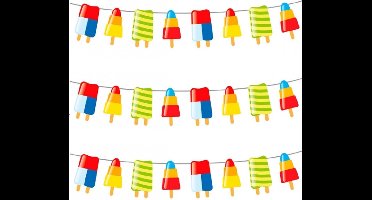 IJsjes zomer thema feest slingers - Set van 3x stuks - 10 meter - IJslollies - feestartikelen hawaii party/tuinfeest