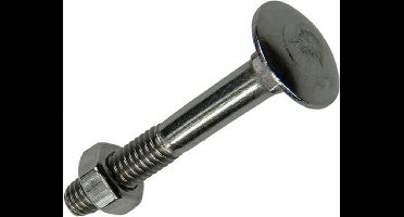 Slotbout Met Moer. M6 X 40mm. lang. RVS-A2. 4 stuks. Houtbouten. Sam.