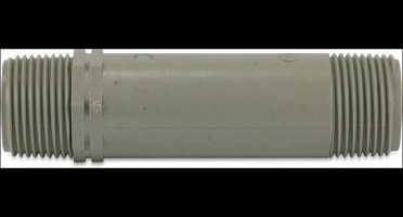 Pijpnippel PVC 3/4" buitendraad 10bar grijs 200 mm