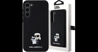 Karl - Lagerfeld - Siliconen Karl&Choupette Metalen Pin hoesje voor Samsung Galaxy S24 - zwart