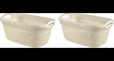 Curver Knit Wasmand - 40L - set van 2 - Oasis white