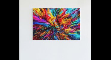 Canvas Schilderij - Abstract - Kleurrijke Explosie - 90x60x2cm