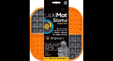 Lickimat Slomo - slowfeeder voor kat en kleine hond - tegen schrokken - oranje