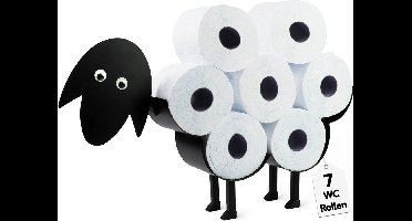 Gadgy WC Rolhouder Zwart Schaap - Reserverolhouder - Toiletrolhouder zwart - Handdoekrek – Vaderdag Cadeau - Metaal