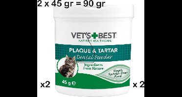2 X Vets Best DENTAL POWDER 45 gr x 2 = 90 gr . poetsen niet nodig voor katten en kittens vanaf 12 weken. gewoon een beetje over het eten strooien