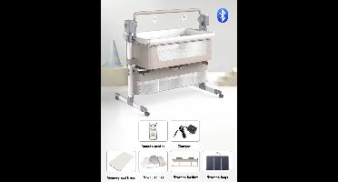 Babybed met schommelfunctie & afstandsbediening - Aanschuifbedje met muziek & muggennet - Kinderbedje - Beige