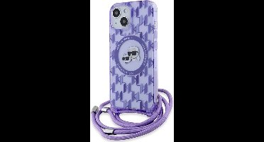 Karl Lagerfeld IML Crossbody Monogram Karl & Choupette Head MagSafe hoesje voor iPhone 15 / 14 / 13 - paars