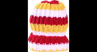 Gestreepte muts - Beanie - Carnaval - Verkleedaccessoires - Oeteldonk - Rood/wit/geel