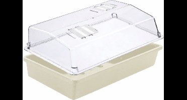 2x Rechthoekige kweekbak met transparante deksel voor zaailingen wit kunststof - 37.5 x 24 x 6 cm - kweekbakken / zaaibakken