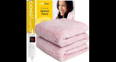 Cosi Home – Luxe Elektrische Deken van Kunstbont – 180 x 130 cm Warmtedeken met 9 Warmtestanden, 9-Uurs Timer en Oververhittingsbeveiliging – Machinewasbaar – Roze
