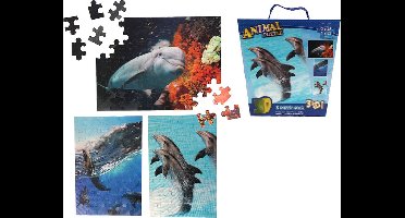 PIA Soft Toys - 3D puzzel Zeedieren dolfijn - 30.4 x 22.8 cm - 22.8 x 15.2 cm - 3 in 1 box