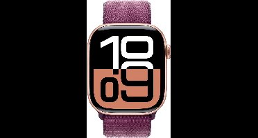 Apple Watch Series 10 - Wifi + 4G - 42mm - Rose Gouden Aluminium Case met Plum Geweven Sportbandje