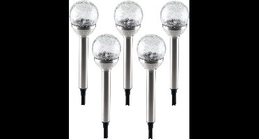 Grundig Solar tuinlamp - 5x - glazen bol - op zonne-energie - 25 cm - tuinverlichting