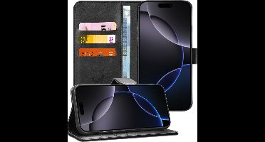 Hoesje geschikt voor iPhone 16 Pro Max - Portemonnee Book Case Zwart