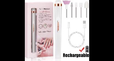 Draadloze nagelvijl electrisch - Acryl-, Gel- en Natuurlijke Nagels - USB oplaadbaar - 5 snelheden - Wit met Roze