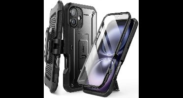 Supcase Geschikt voor Apple iPhone 16 Plus - Back Cover Hoesje Full Protect Kickstand - Zwart