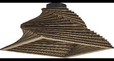 LEDVANCE plafondlamp Decor Cardboard Square Turn bruin van golfkarton, E27, 400 mm diameter, lampenkap van gerecycled materiaal, duurzaam dankzij vervangbare lichtbron, eenvoudig te installeren