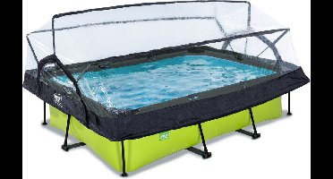 EXIT Lime Frame Zwembad 220x150x65cm - Opzetzwembad - met Filterpomp & Overkapping - Rechthoekig - Groen