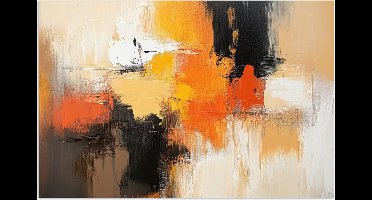 Poster 30x20 cm - Abstract - Modern - Verflook - Herfst kleuren - Oranje - Posters - Kamer decoratie - Wanddecoratie woonkamer - Muurdecoratie slaapkamer