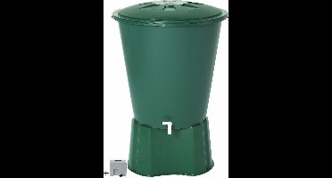 Graf regenton rond 310 L -groen-met kraantje-met voet-met vulautomaat voor rechthoekige regenpijp