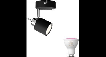 Philips Hue Meranti Opbouwspot (Zwart) - Wit en Gekleurd Licht - Wandspot of Plafondspot met 1 Lichtpunt - GU10 - Hue White and Color Ambiance