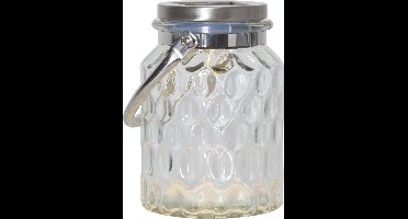 Star Trading Solar lantaarn Pireus, LED, buiten, glas, lantaarn, schemersensor, warm wit, 16 cm