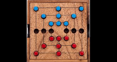 Nine Men Morris – Houten Bordspel – Acaciahout – 18 Pionnen – Strategisch Spel – Engelhart